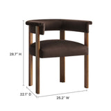Tate Performance Velvet Barrel Dining Chairs Set of 2 in Chocolate Brown Deep Brown