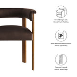Tate Performance Velvet Barrel Dining Chairs Set of 2 in Chocolate Brown Deep Brown