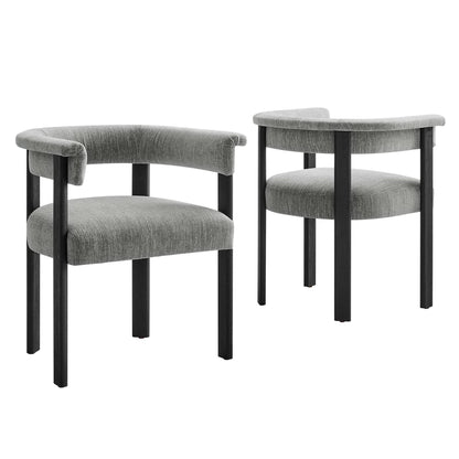 Imogen Fabric Upholstered Barrel Dining Chairs Set of 2 by Furniture For America