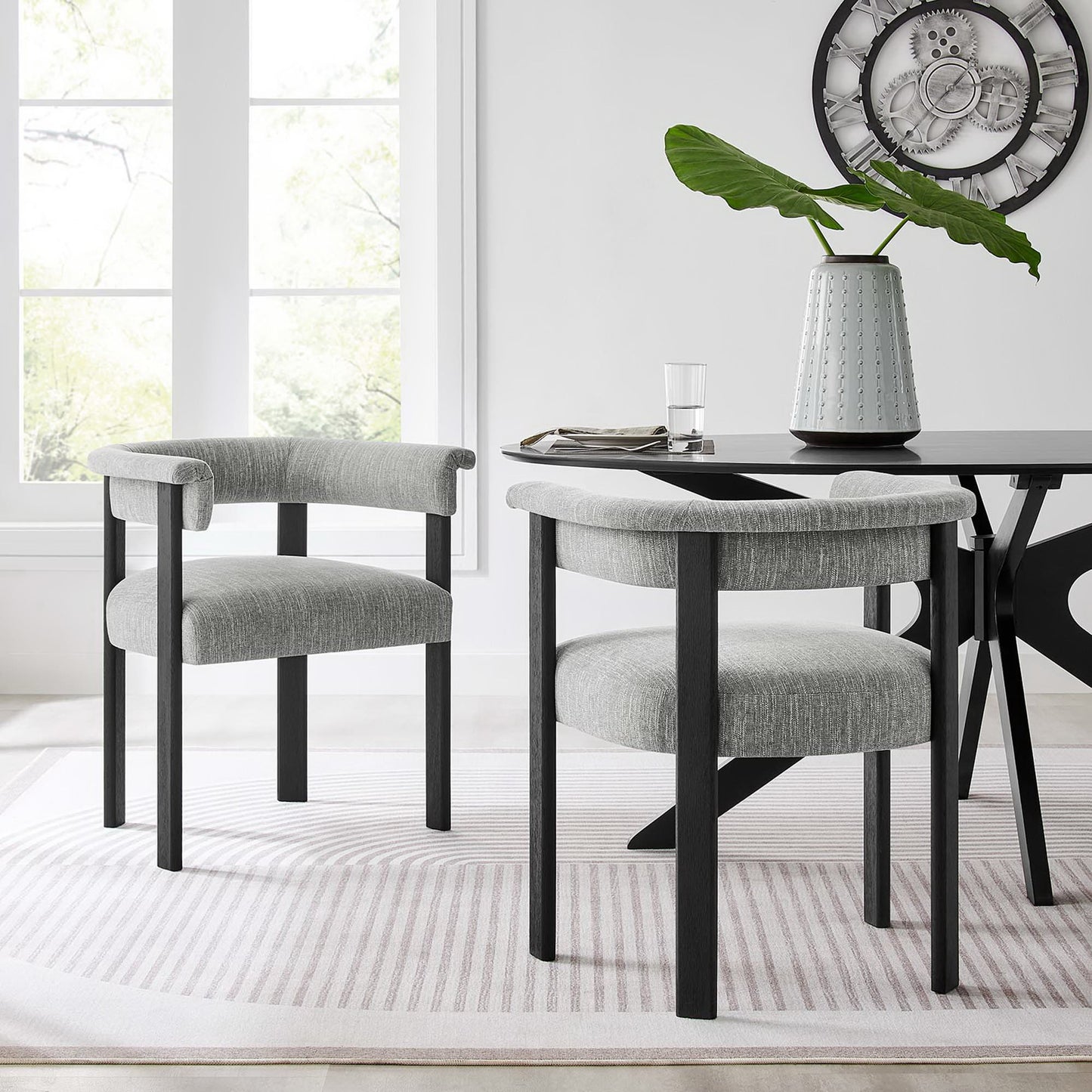 Imogen Fabric Upholstered Barrel Dining Chairs Set of 2 by Furniture For America