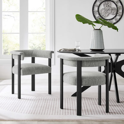 Imogen Fabric Upholstered Barrel Dining Chairs Set of 2 by Furniture For America