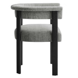 Tate Fabric Upholstered Barrel Dining Chairs Set of 2 in Heathered Weave Gray Black