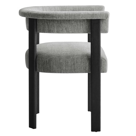Imogen Fabric Upholstered Barrel Dining Chairs Set of 2 in Heathered Weave Gray Black