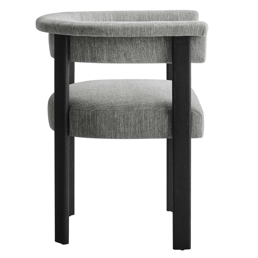 Tate Fabric Upholstered Barrel Dining Chairs Set of 2 in Heathered Weave Gray Black