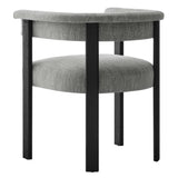 Tate Fabric Upholstered Barrel Dining Chairs Set of 2 in Heathered Weave Gray Black
