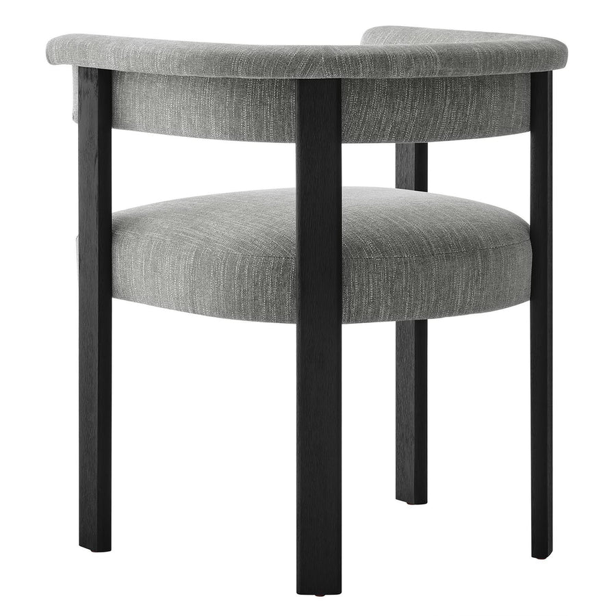 Tate Fabric Upholstered Barrel Dining Chairs Set of 2 in Heathered Weave Gray Black