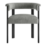 Tate Fabric Upholstered Barrel Dining Chairs Set of 2 in Heathered Weave Gray Black