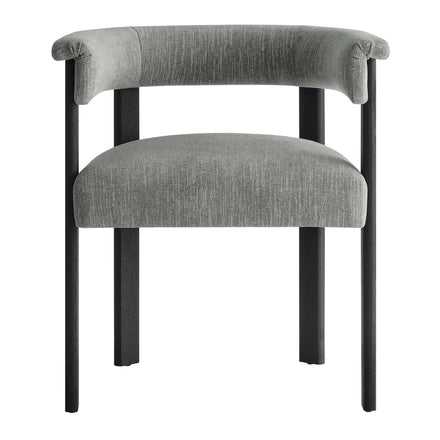 Imogen Fabric Upholstered Barrel Dining Chairs Set of 2 in Heathered Weave Gray Black