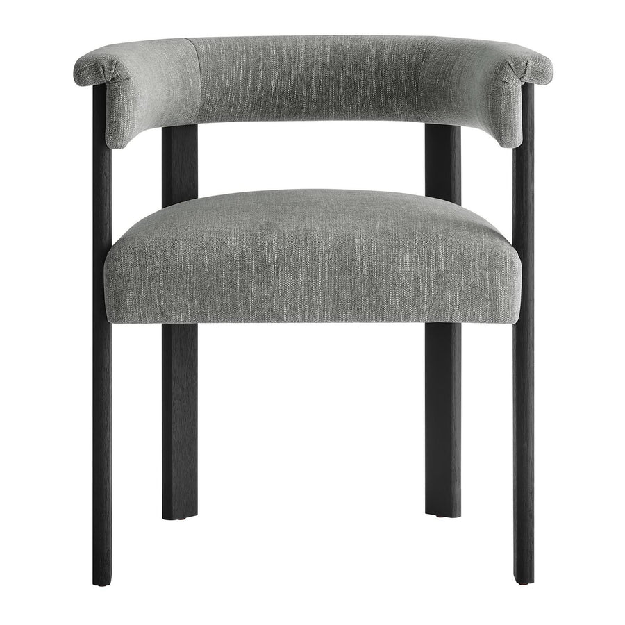 Tate Fabric Upholstered Barrel Dining Chairs Set of 2 in Heathered Weave Gray Black