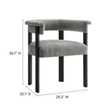 Tate Fabric Upholstered Barrel Dining Chairs Set of 2 in Heathered Weave Gray Black