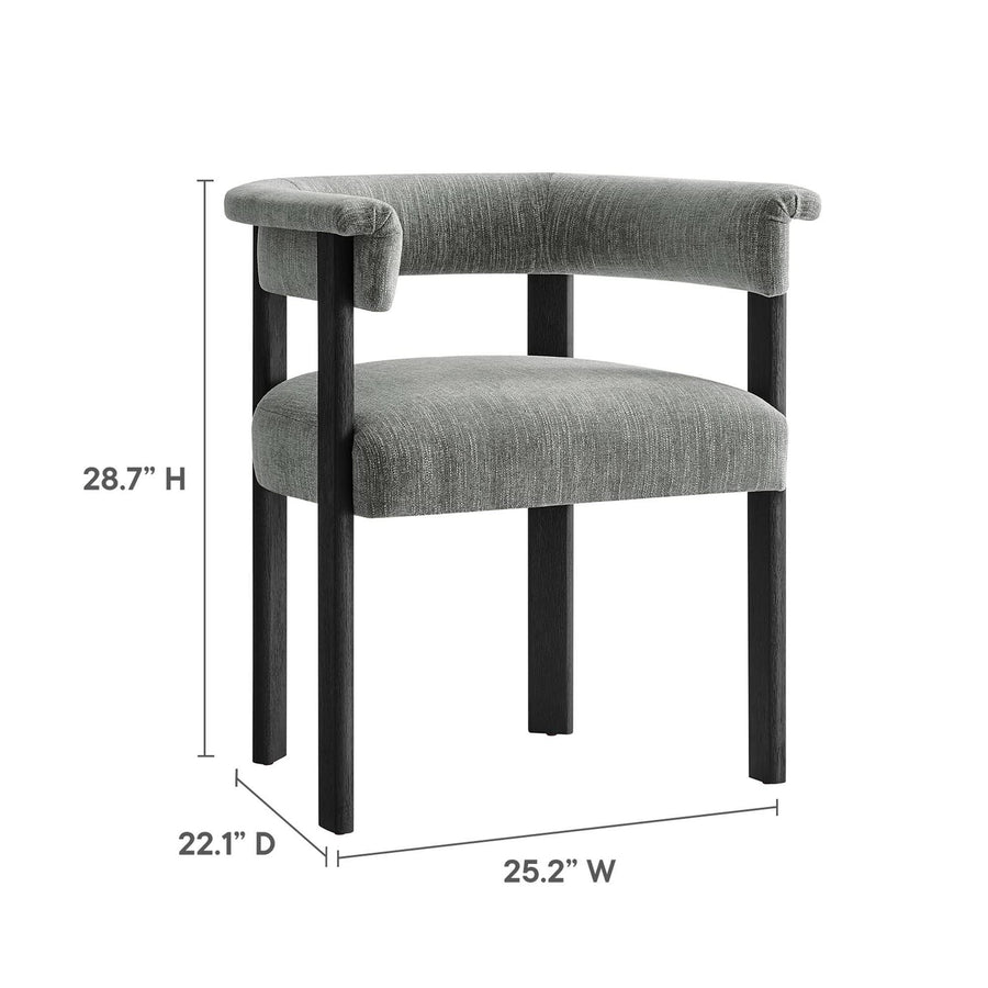 Tate Fabric Upholstered Barrel Dining Chairs Set of 2 in Heathered Weave Gray Black