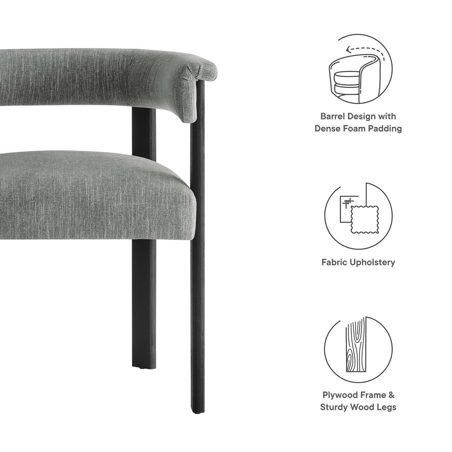 Imogen Fabric Upholstered Barrel Dining Chairs Set of 2 by Furniture For America