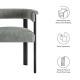 Tate Fabric Upholstered Barrel Dining Chairs Set of 2 in Heathered Weave Gray Black