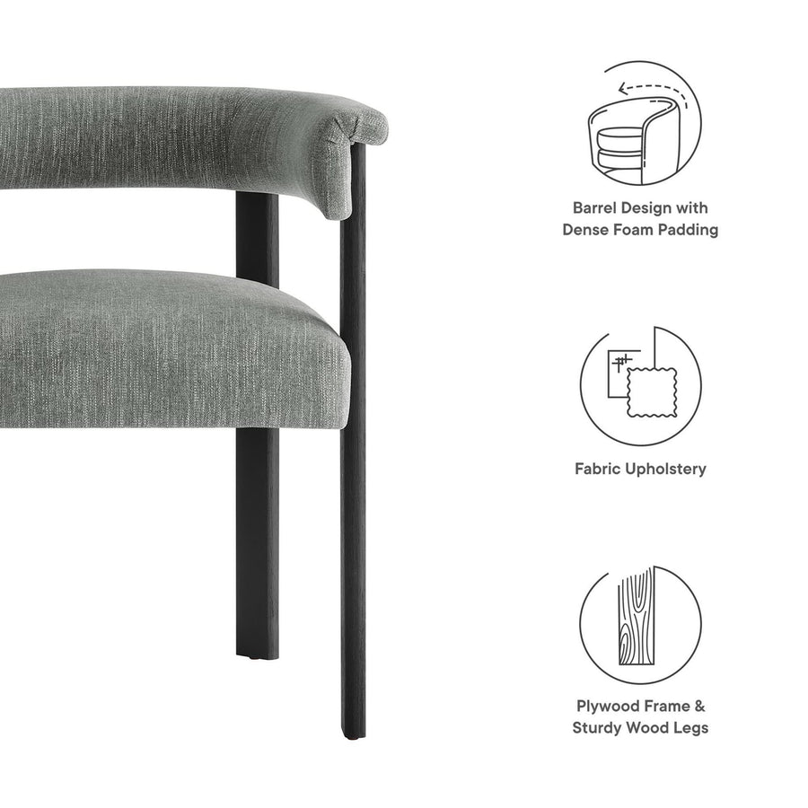 Tate Fabric Upholstered Barrel Dining Chairs Set of 2 in Heathered Weave Gray Black