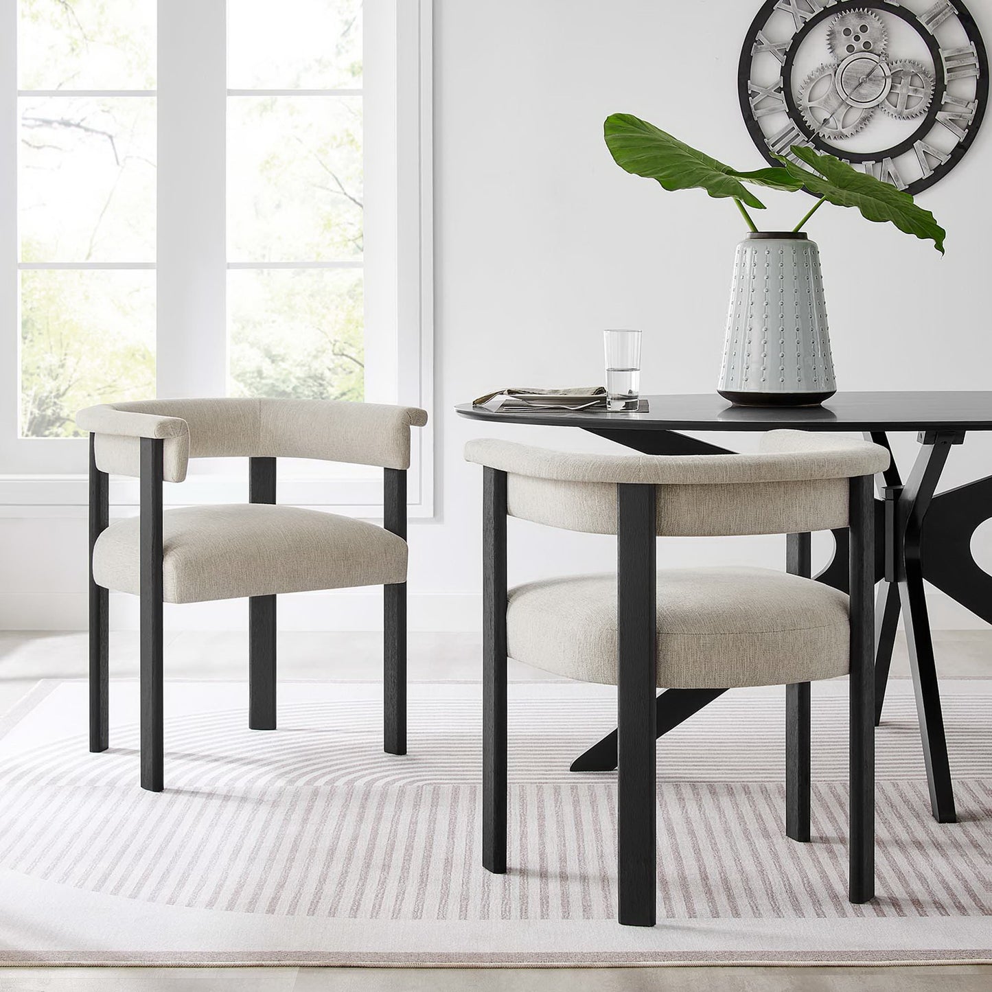 Imogen Fabric Upholstered Barrel Dining Chairs Set of 2 by Furniture For America