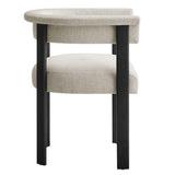 Tate Fabric Upholstered Barrel Dining Chairs Set of 2 in Heathered Weave Ivory Black