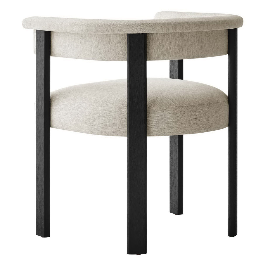 Tate Fabric Upholstered Barrel Dining Chairs Set of 2 in Heathered Weave Ivory Black