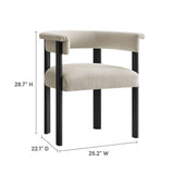 Tate Fabric Upholstered Barrel Dining Chairs Set of 2 in Heathered Weave Ivory Black