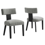 Sepulveda Fabric Upholstered Dining Chairs Set of 2 in Heathered Weave Gray Black