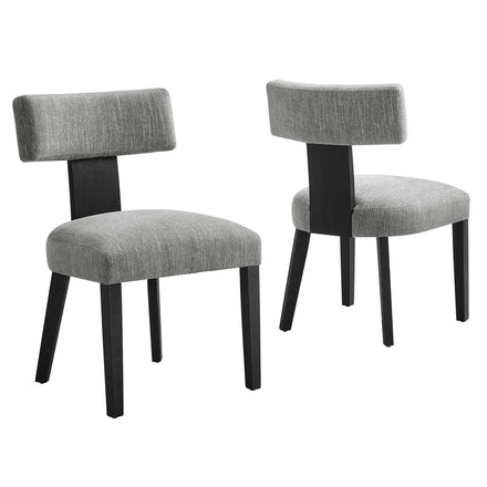 Nalani Fabric Upholstered Dining Chairs Set of 2 in Heathered Weave Gray Black