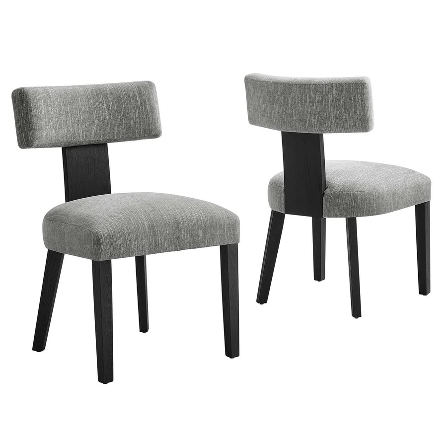 Sepulveda Fabric Upholstered Dining Chairs Set of 2 in Heathered Weave Gray Black