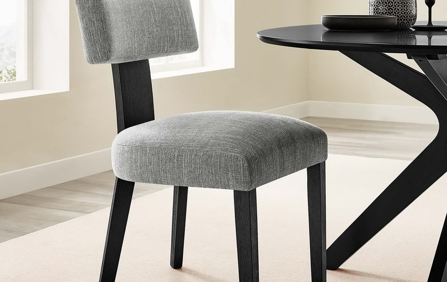 Sepulveda Fabric Upholstered Dining Chairs Set of 2 in Heathered Weave Gray Black