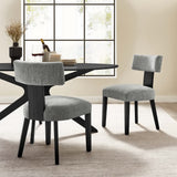 Sepulveda Fabric Upholstered Dining Chairs Set of 2 in Heathered Weave Gray Black
