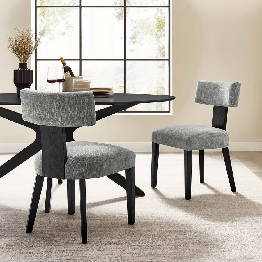 Sepulveda Fabric Upholstered Dining Chairs Set of 2 in Heathered Weave Gray Black