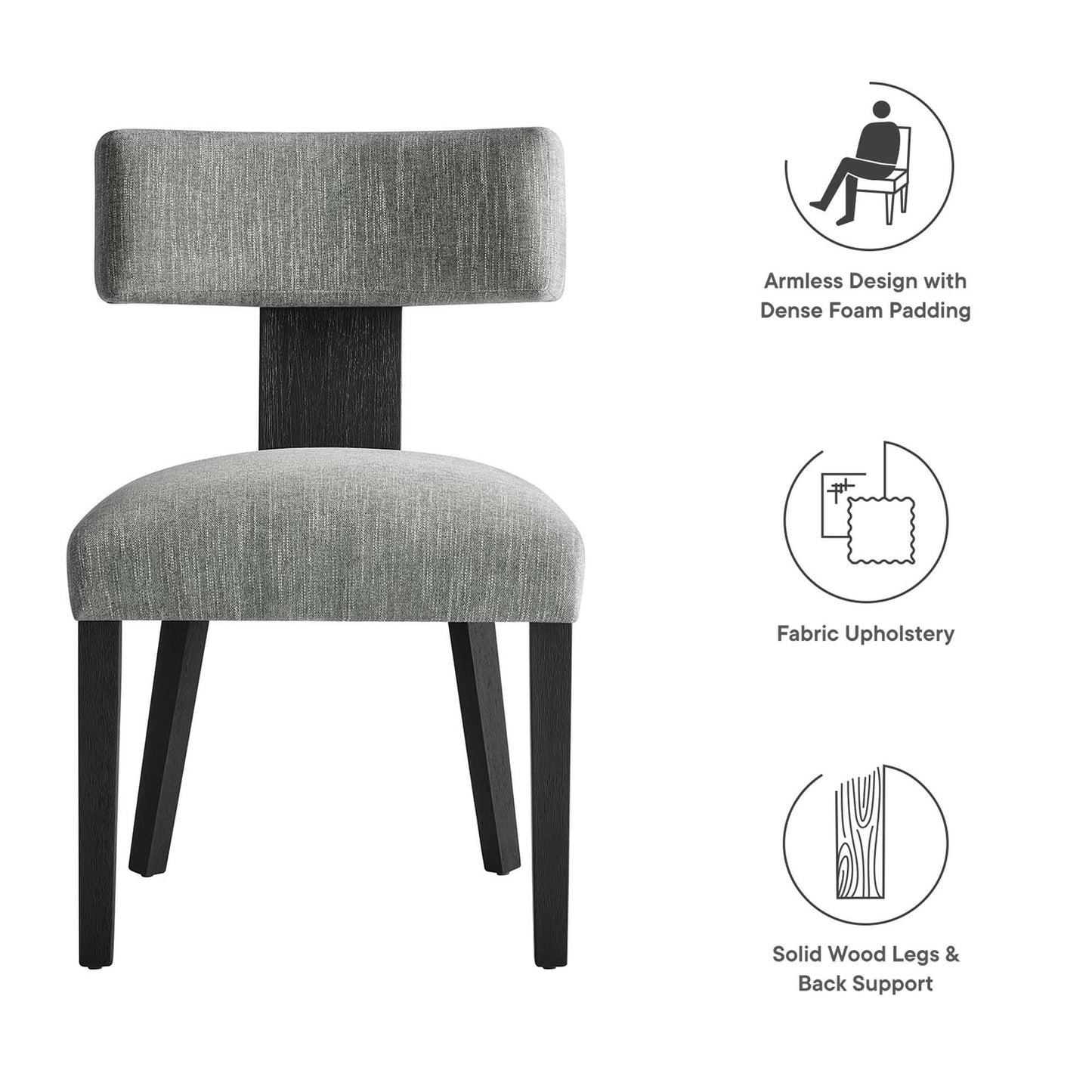 Sepulveda Fabric Upholstered Dining Chairs Set of 2 in Heathered Weave Gray Black