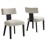 Sepulveda Fabric Upholstered Dining Chairs Set of 2 in Heathered Weave Ivory Black
