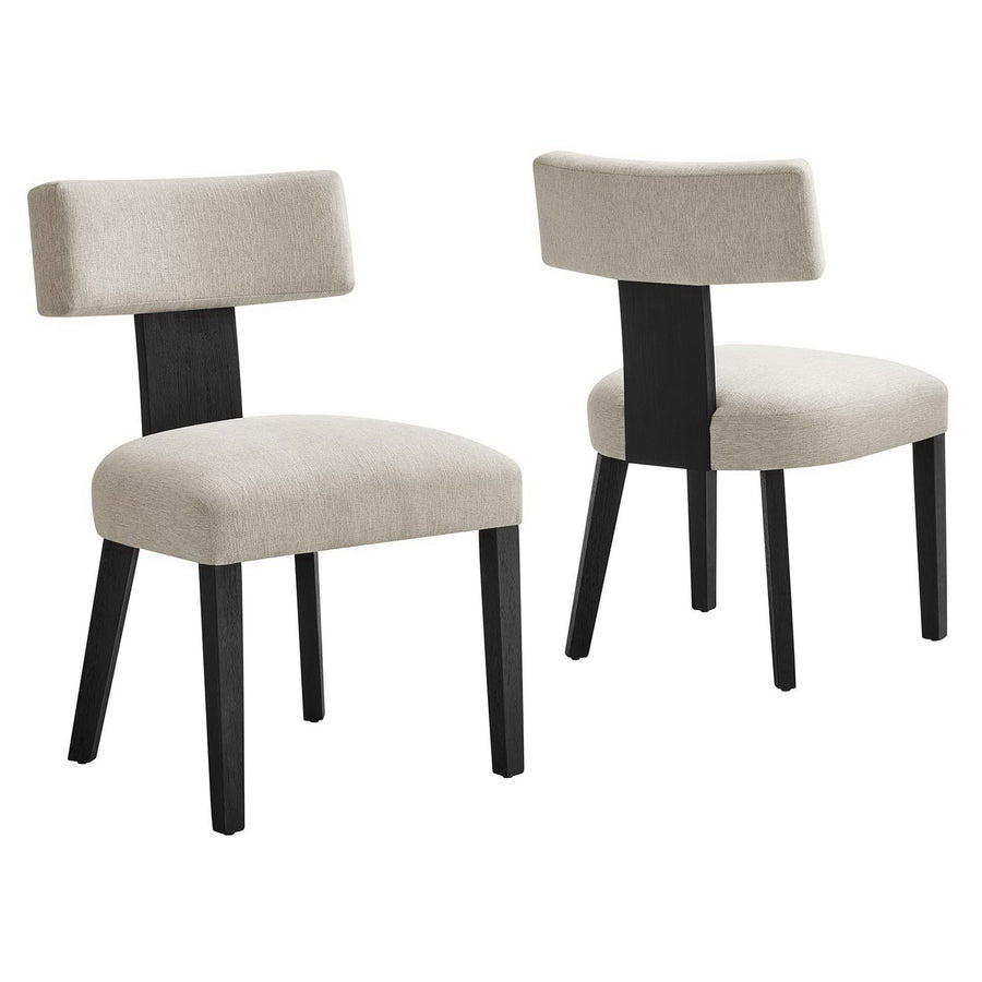 Sepulveda Fabric Upholstered Dining Chairs Set of 2 in Heathered Weave Ivory Black