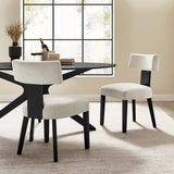 Sepulveda Fabric Upholstered Dining Chairs Set of 2 in Heathered Weave Ivory Black