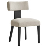 Sepulveda Fabric Upholstered Dining Chairs Set of 2 in Heathered Weave Ivory Black