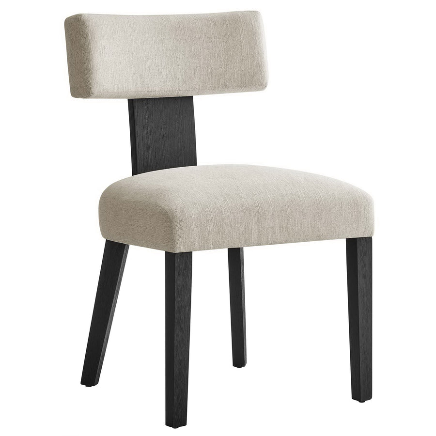 Sepulveda Fabric Upholstered Dining Chairs Set of 2 in Heathered Weave Ivory Black
