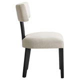 Sepulveda Fabric Upholstered Dining Chairs Set of 2 in Heathered Weave Ivory Black
