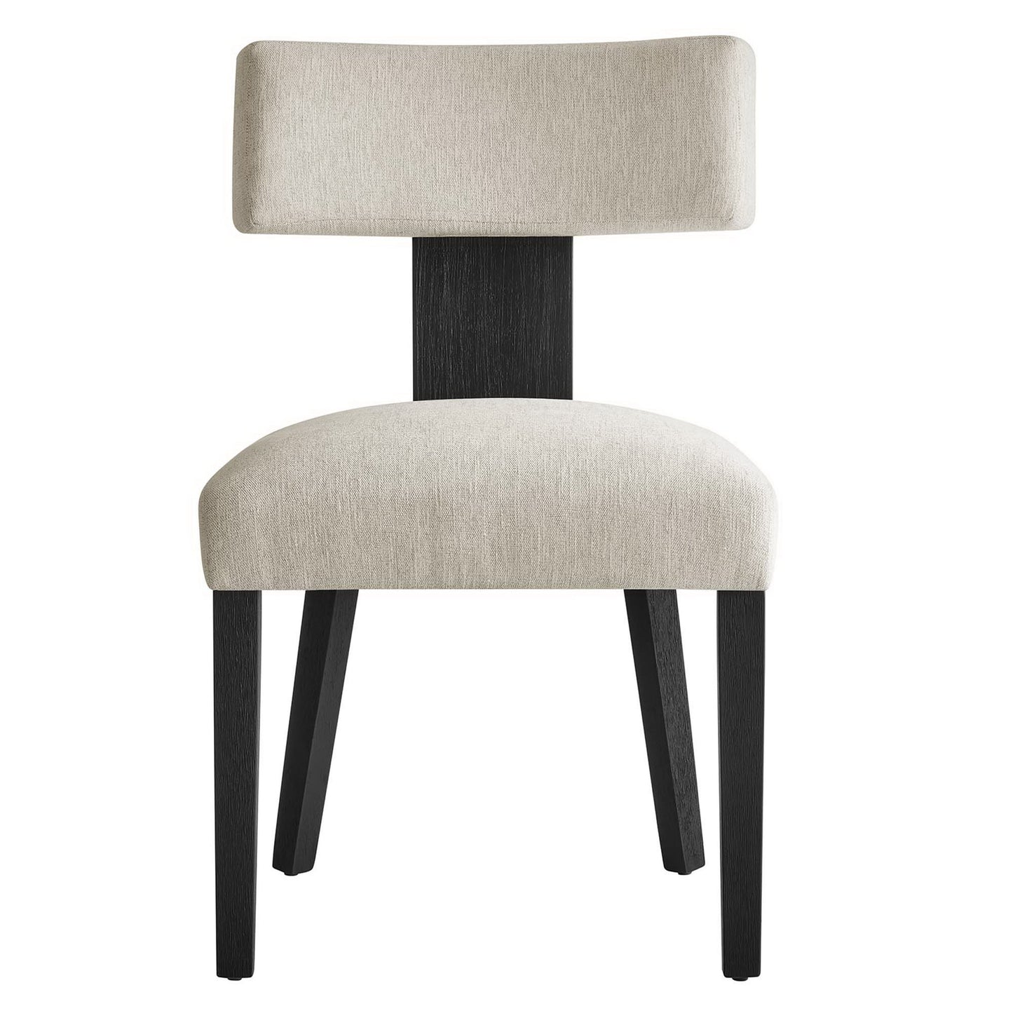 Sepulveda Fabric Upholstered Dining Chairs Set of 2 in Heathered Weave Ivory Black