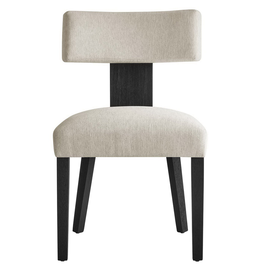 Sepulveda Fabric Upholstered Dining Chairs Set of 2 in Heathered Weave Ivory Black