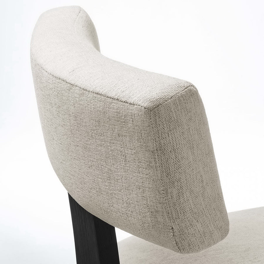 Sepulveda Fabric Upholstered Dining Chairs Set of 2 in Heathered Weave Ivory Black