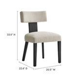 Sepulveda Fabric Upholstered Dining Chairs Set of 2 in Heathered Weave Ivory Black