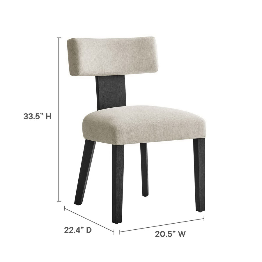 Sepulveda Fabric Upholstered Dining Chairs Set of 2 in Heathered Weave Ivory Black