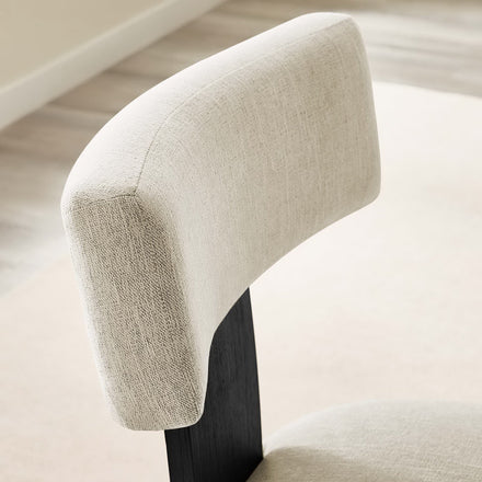 Nalani Fabric Upholstered Dining Chairs Set of 2 in Heathered Weave Ivory Black