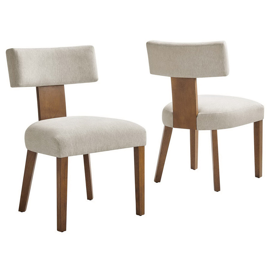 Sepulveda Fabric Upholstered Dining Chairs Set of 2 in Heathered Weave Ivory Deep Brown