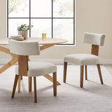 Sepulveda Fabric Upholstered Dining Chairs Set of 2 in Heathered Weave Ivory Deep Brown
