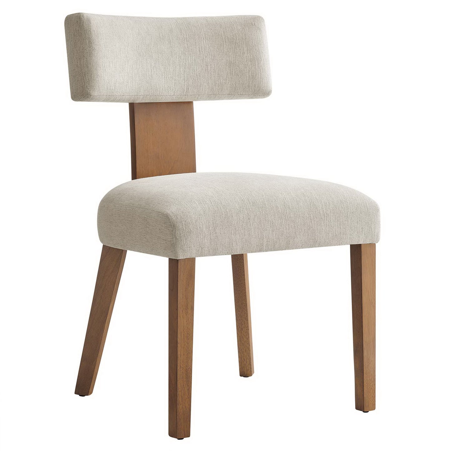 Sepulveda Fabric Upholstered Dining Chairs Set of 2 in Heathered Weave Ivory Deep Brown