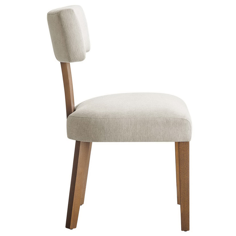 Sepulveda Fabric Upholstered Dining Chairs Set of 2 in Heathered Weave Ivory Deep Brown
