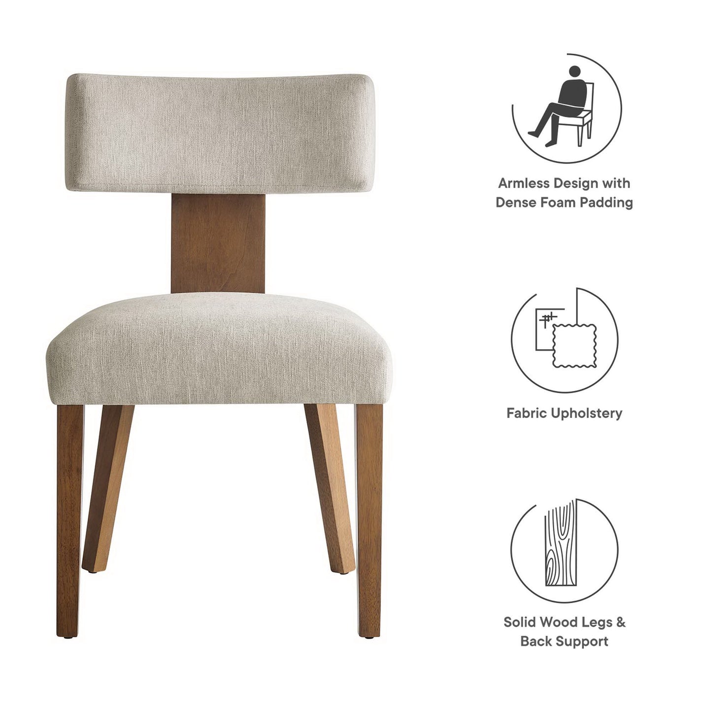 Sepulveda Fabric Upholstered Dining Chairs Set of 2 in Heathered Weave Ivory Deep Brown