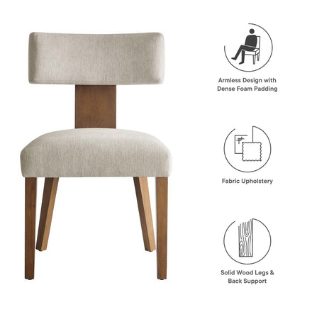 Nalani Fabric Upholstered Dining Chairs Set of 2 in Heathered Weave Ivory Deep Brown