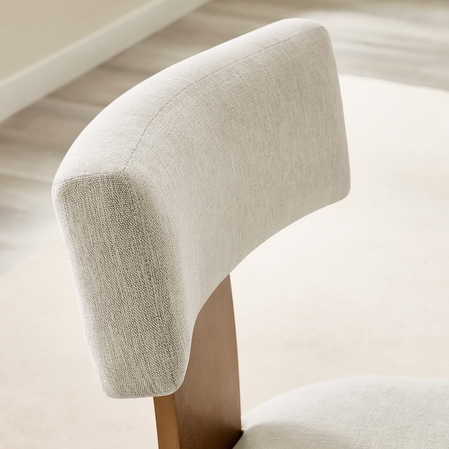Sepulveda Fabric Upholstered Dining Chairs Set of 2 in Heathered Weave Ivory Deep Brown