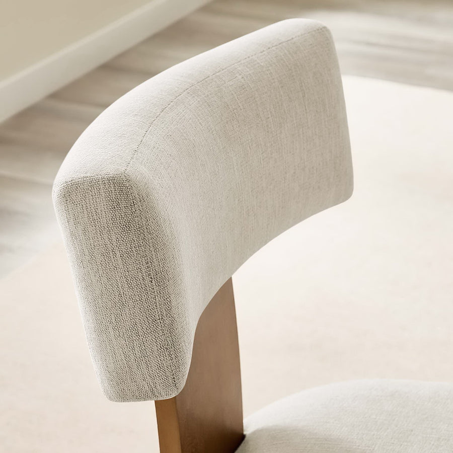 Sepulveda Fabric Upholstered Dining Chairs Set of 2 in Heathered Weave Ivory Deep Brown