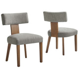 Sepulveda Fabric Upholstered Dining Chairs Set of 2 in Heathered Weave Wheat Deep Brown